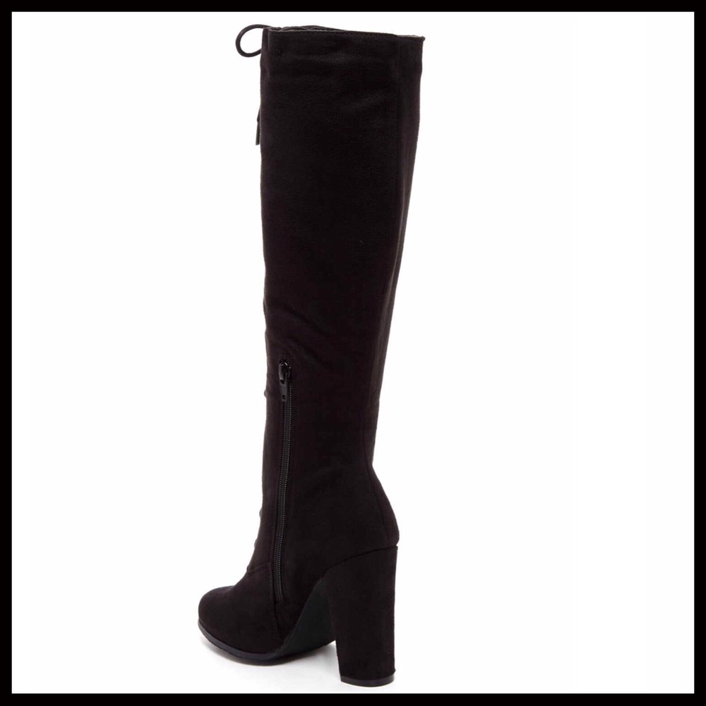 TALL KNEE HIGH VEGAN SUEDE LACE-UP BOOTS - Picture 6 of 8